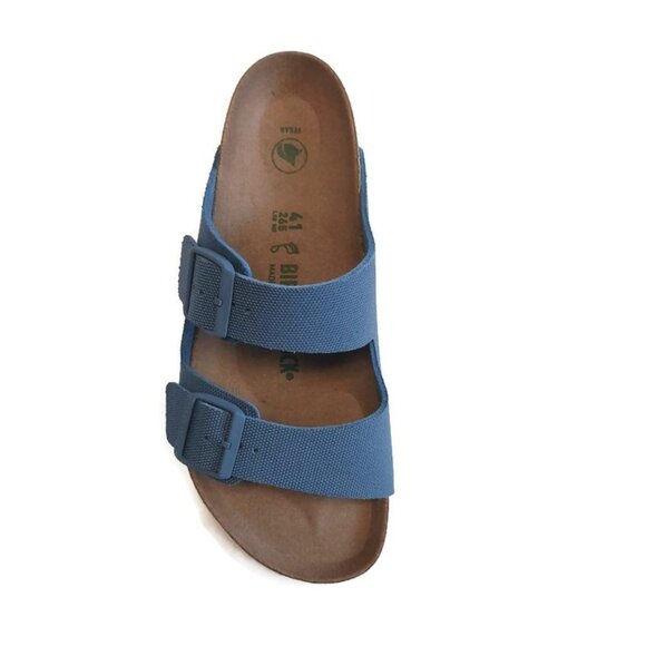 Birkenstock Arizona Mens 8 Womens 10 Vegan Canvas Sandals EU 41 Blue Regular - Picture 3 of 9